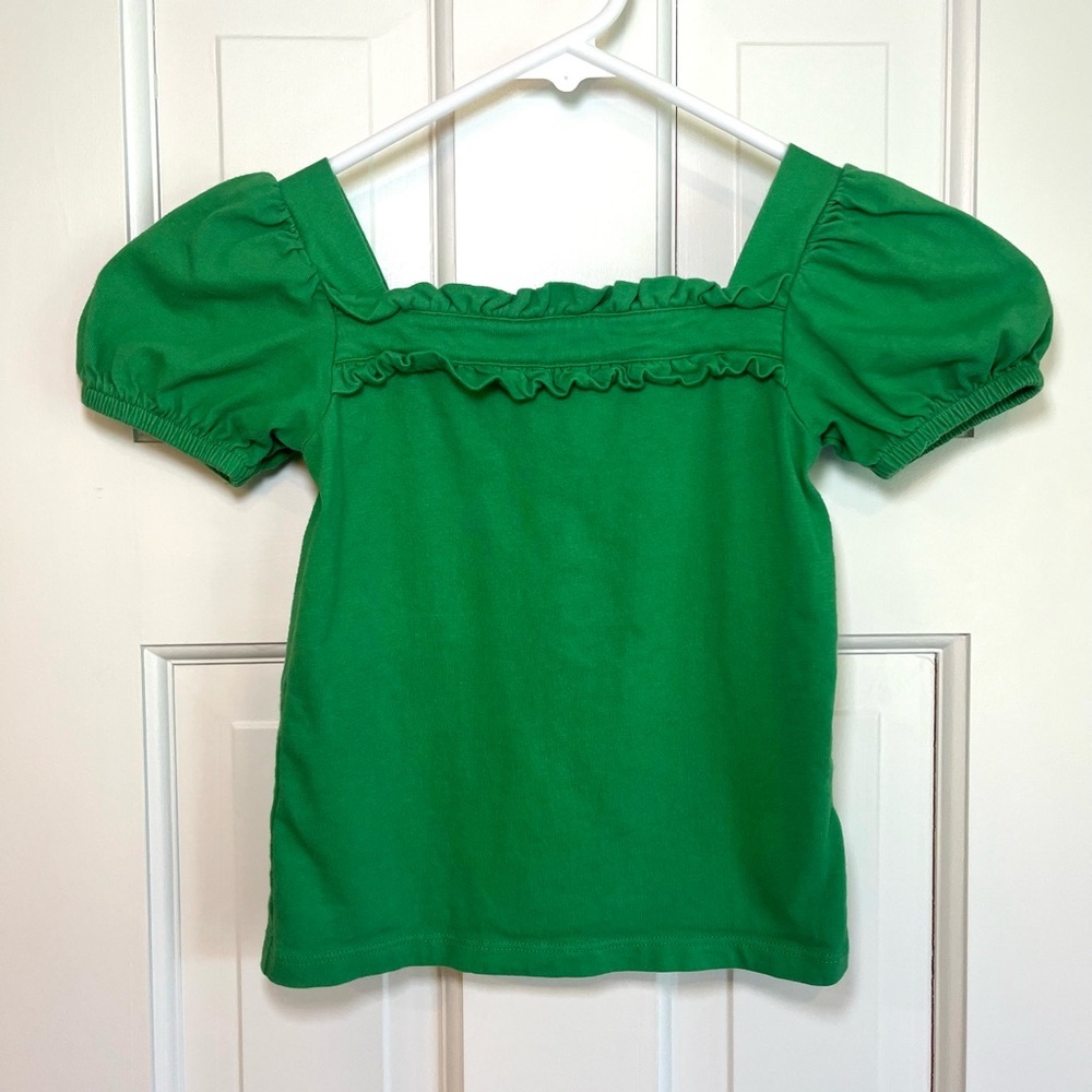 Janie and Jack Green Girls Size 3T Short Sleeve Top with Square Neckline